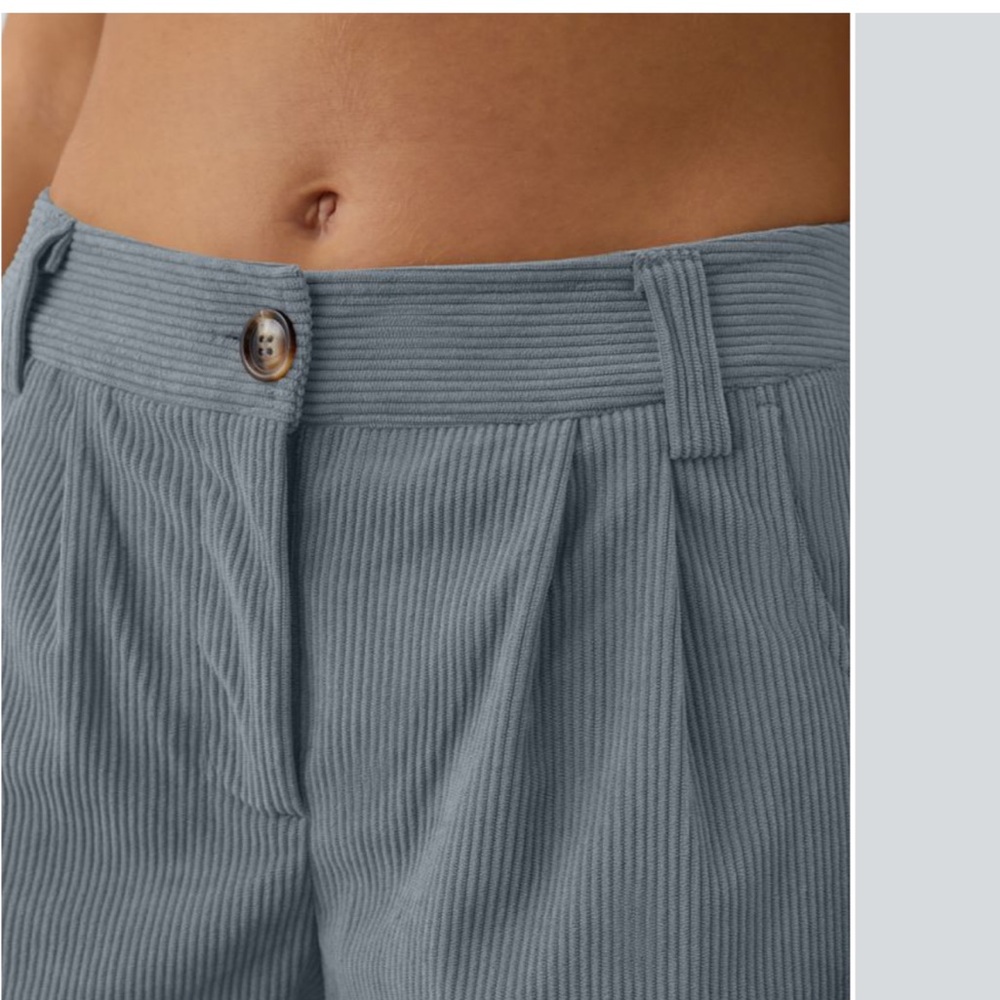 NWT Halara Mid Rise Zipper Pocket Corduroy Casual Pants Cloud Gray Blue Size L - Picture 4 of 7